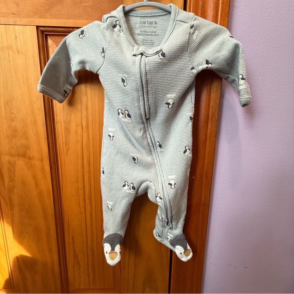 Carter's Gray Penguin Pattern Footie
